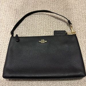 Coach pebbled black leather clutch